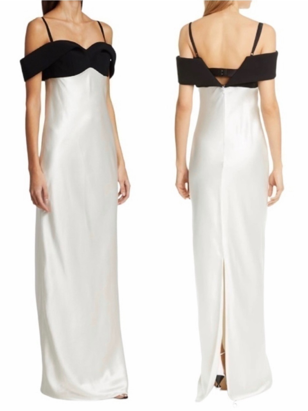 Brandon Maxwell Off-The-Shoulder Silk Draped Gown BNWT